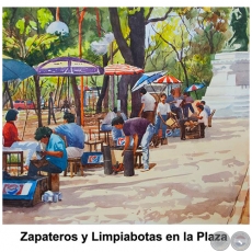 Zapateros y Limpiabotas en la Plaza - Obra de Emili Aparici